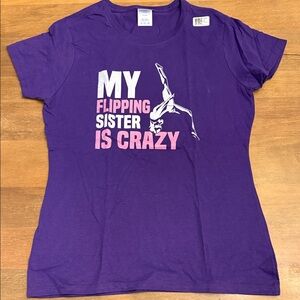 Purple Sz S Graphic Tee - "My Flipping Sister Is Crazy"